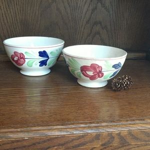 DI ANTIQUE BELGIAN Hand Painted Soft Paste Graduated Size Bowls